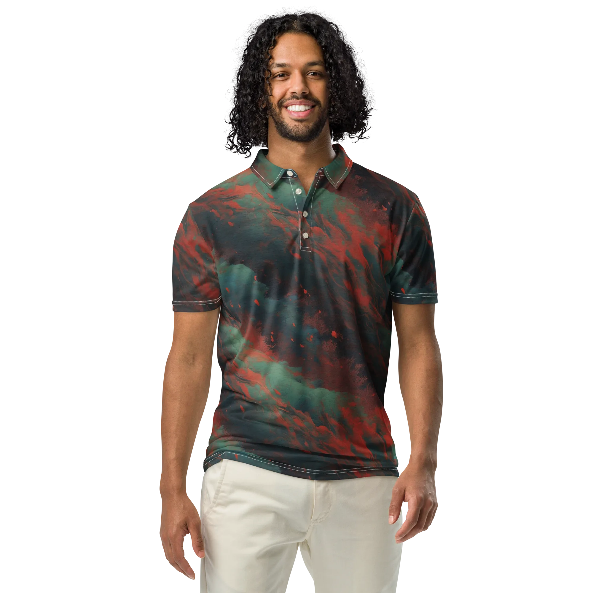 Verdigris Rush on Men's Slim Fit Polo Shirt — Front