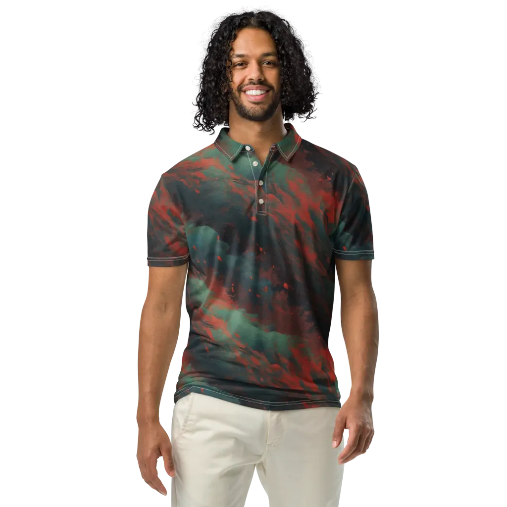 Verdigris Rush on Men's Slim Fit Polo Shirt — Front