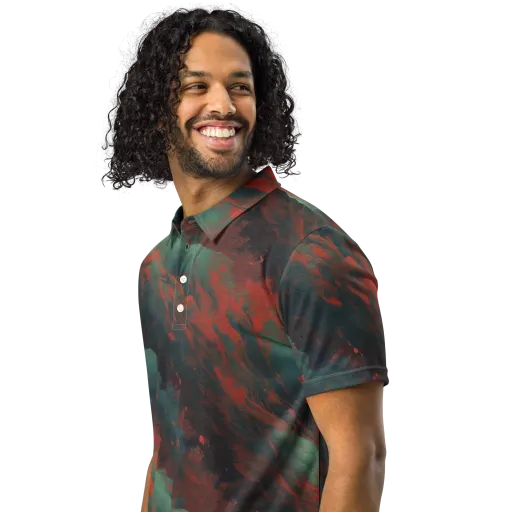 Verdigris Rush on a Men's Slim Fit Polo Shirt