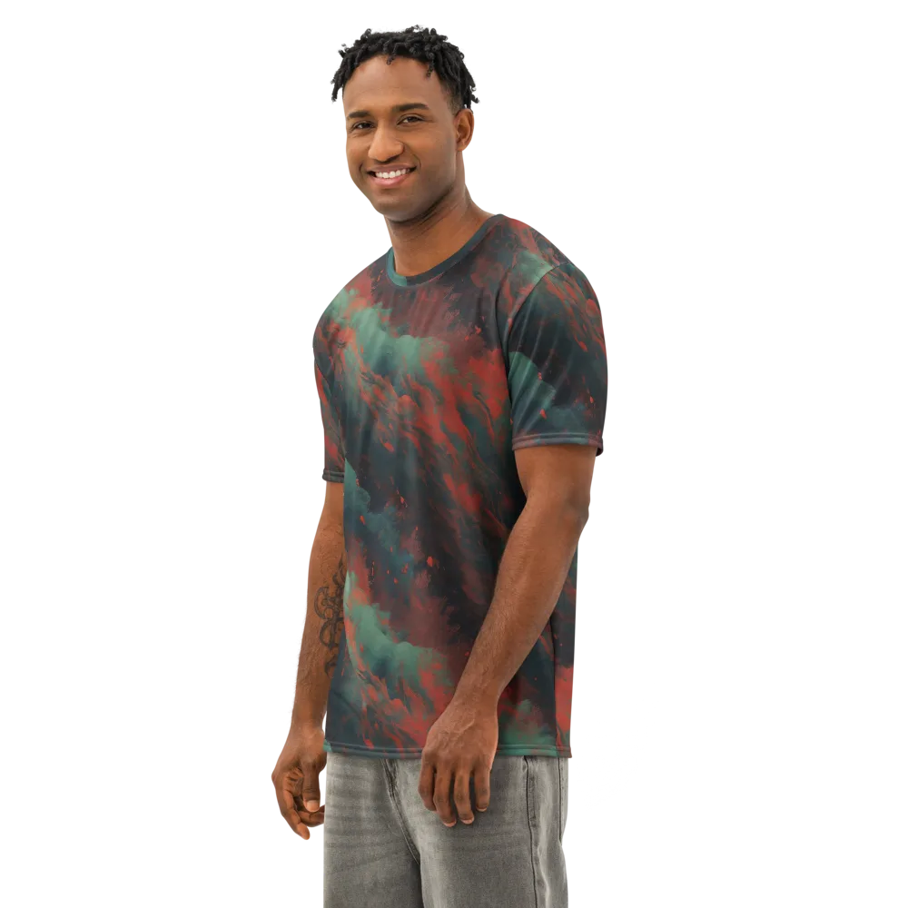 Verdigris Rush on Men's Cotton Crew Neck T-Shirt — Left Front