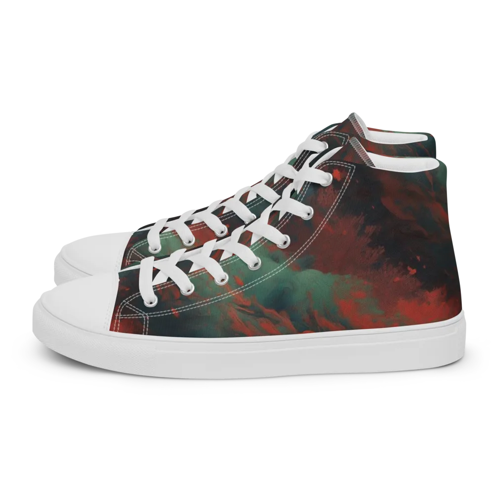 Verdigris Rush on Men's High Top Canvas Shoes — Left