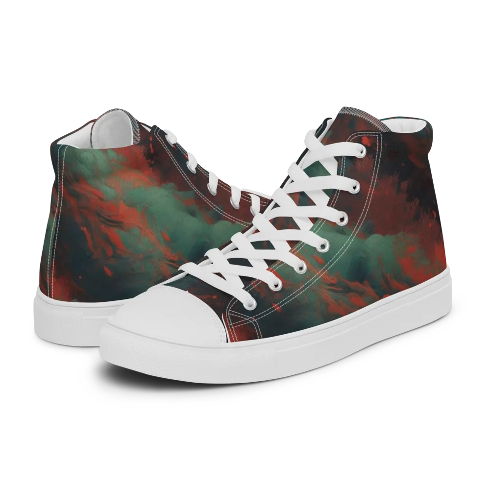 Verdigris Rush on Men's High Top Canvas Shoes — Left