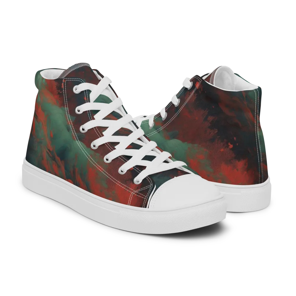 Verdigris Rush on Men's High Top Canvas Shoes — Right