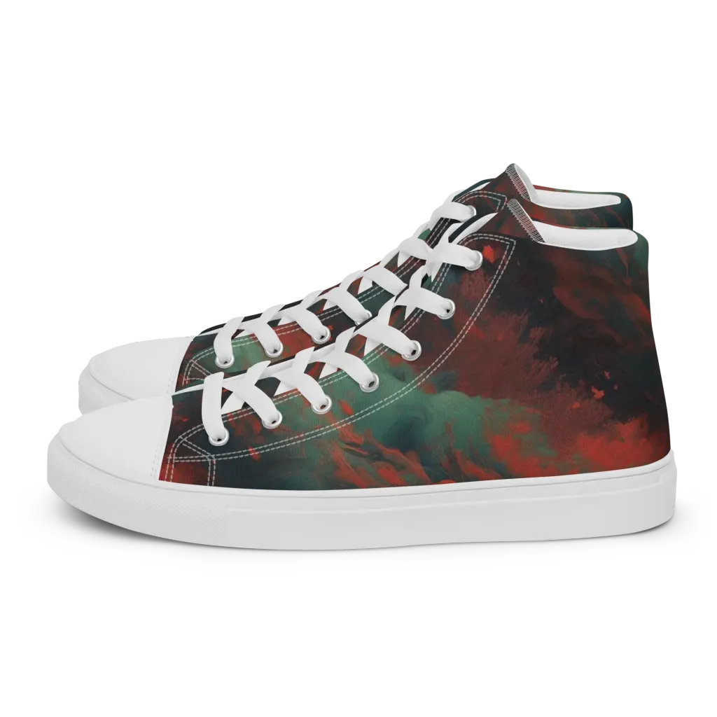 Verdigris Rush on Women's High Top Canvas Shoes — Left
