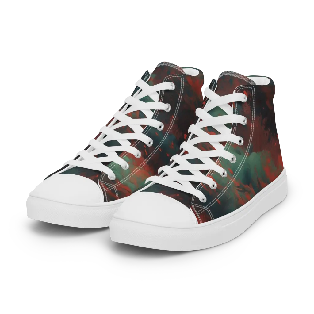 Verdigris Rush on Women's High Top Canvas Shoes — Left Front