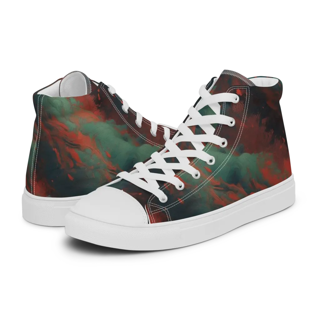 Verdigris Rush on Women's High Top Canvas Shoes — Left