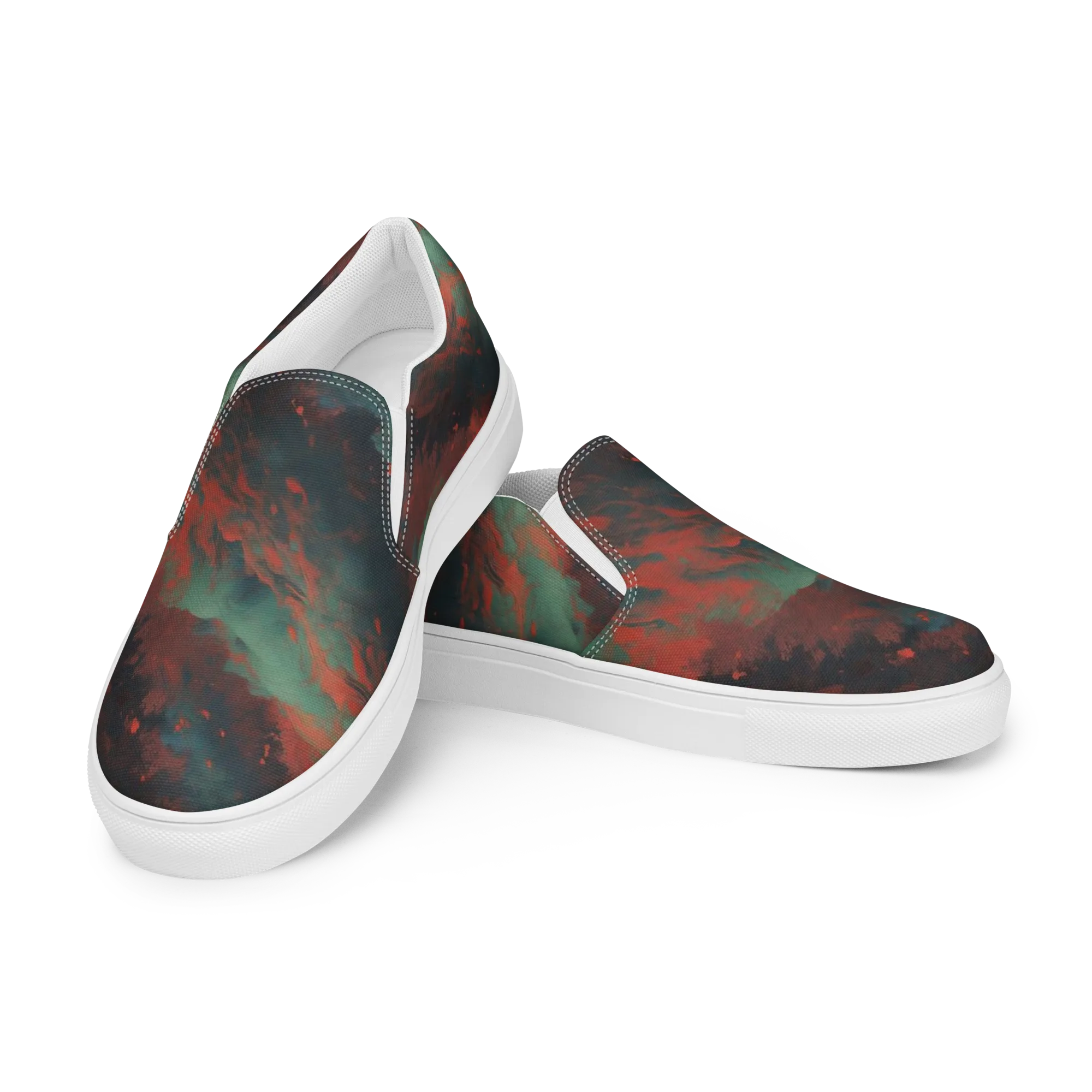 Verdigris Rush on Men's Slip-On Canvas Shoes — Left Front