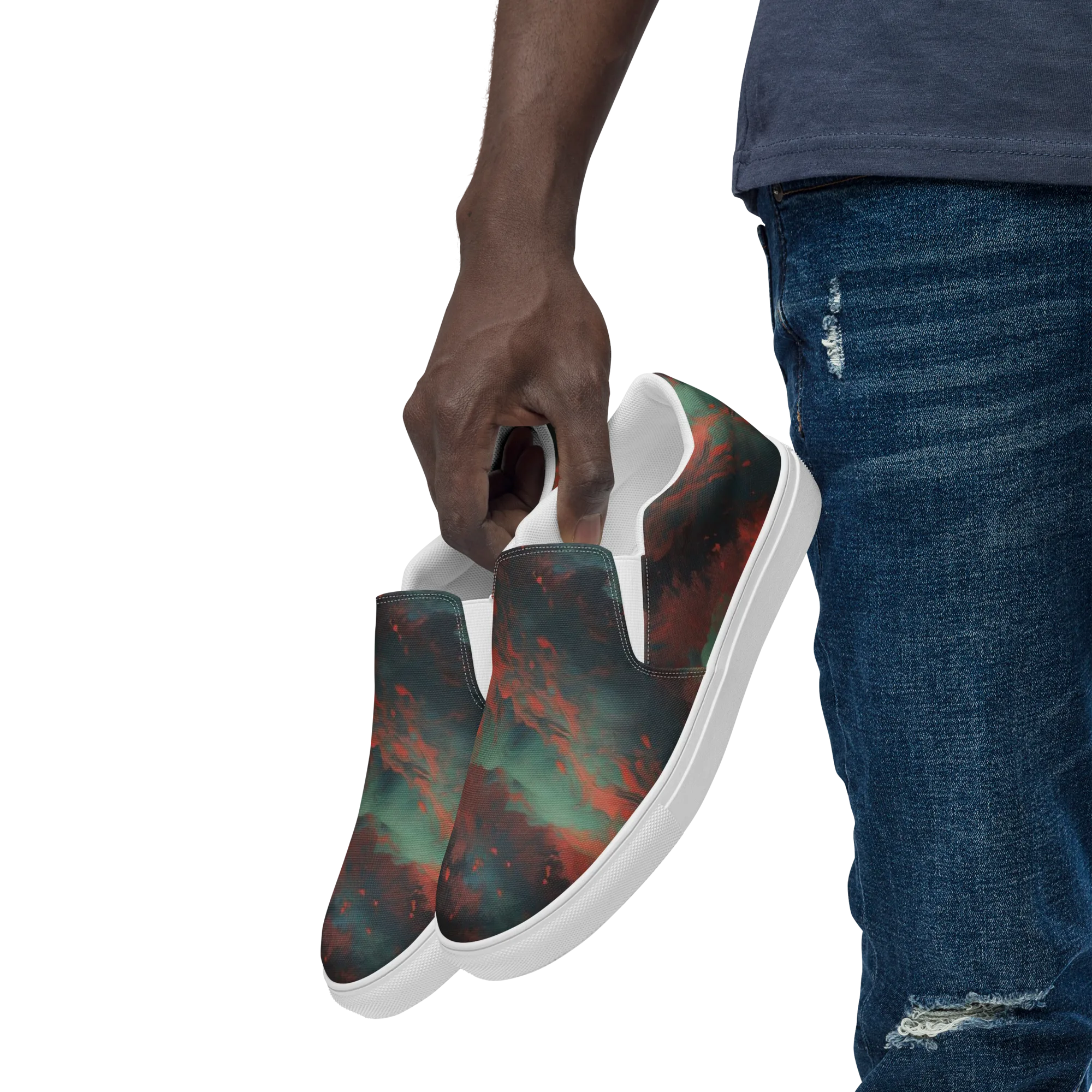 Verdigris Rush on Men's Slip-On Canvas Shoes — Left Front
