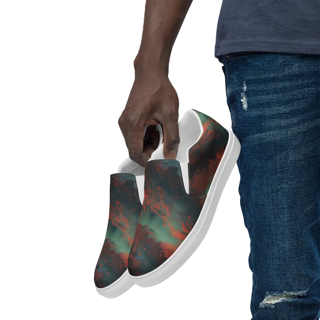 Verdigris Rush on Men's Slip-On Canvas Shoes — Left Front