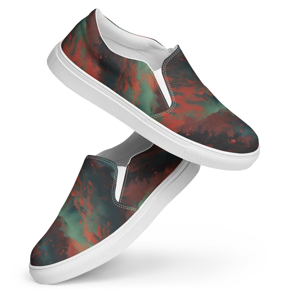 Verdigris Rush on Women's Slip-On Canvas Shoes — Front