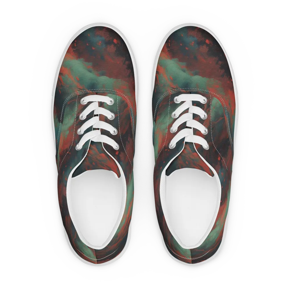 Verdigris Rush on Men's Lace-Up Canvas Shoes — Front