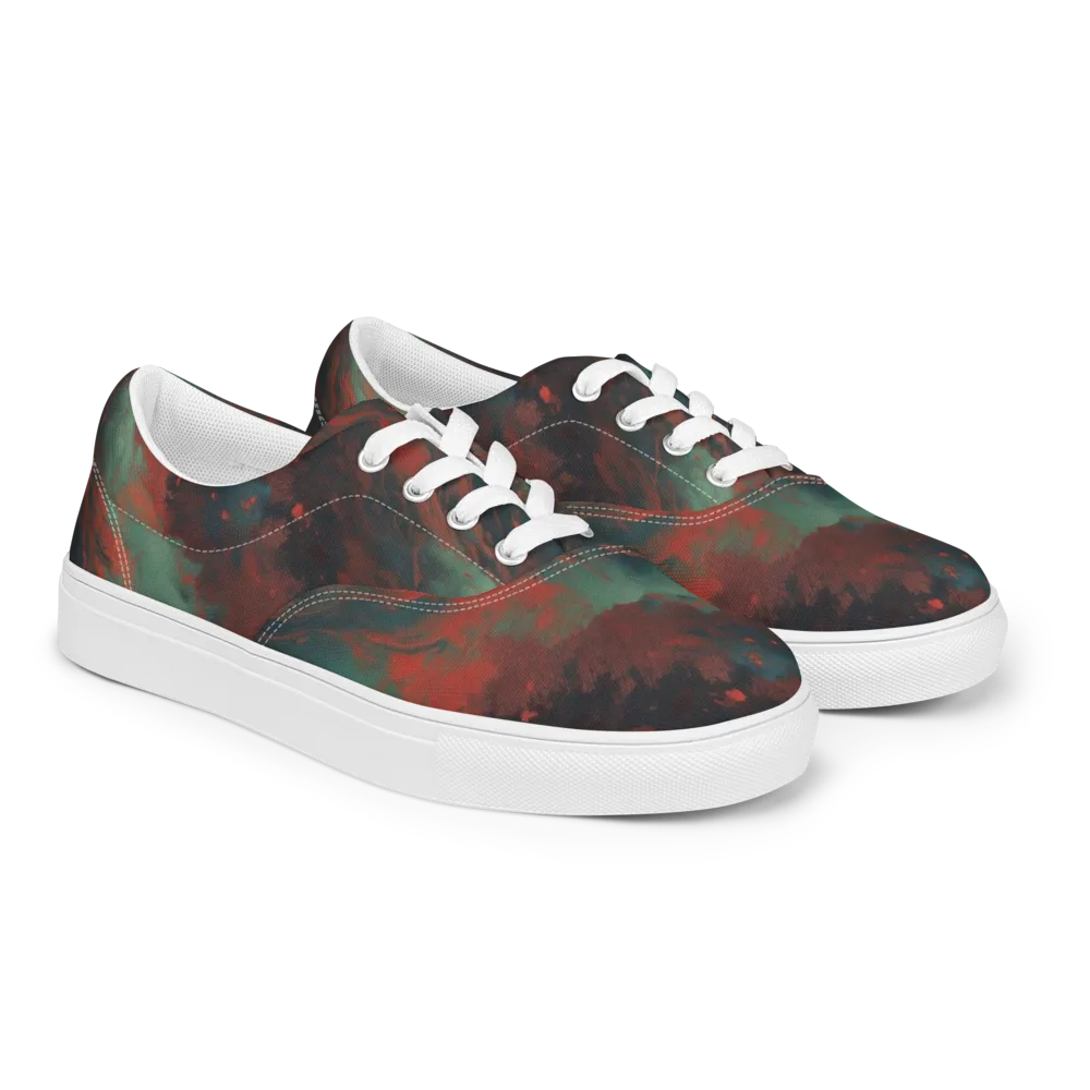 Verdigris Rush on Men's Lace-Up Canvas Shoes — Right Front