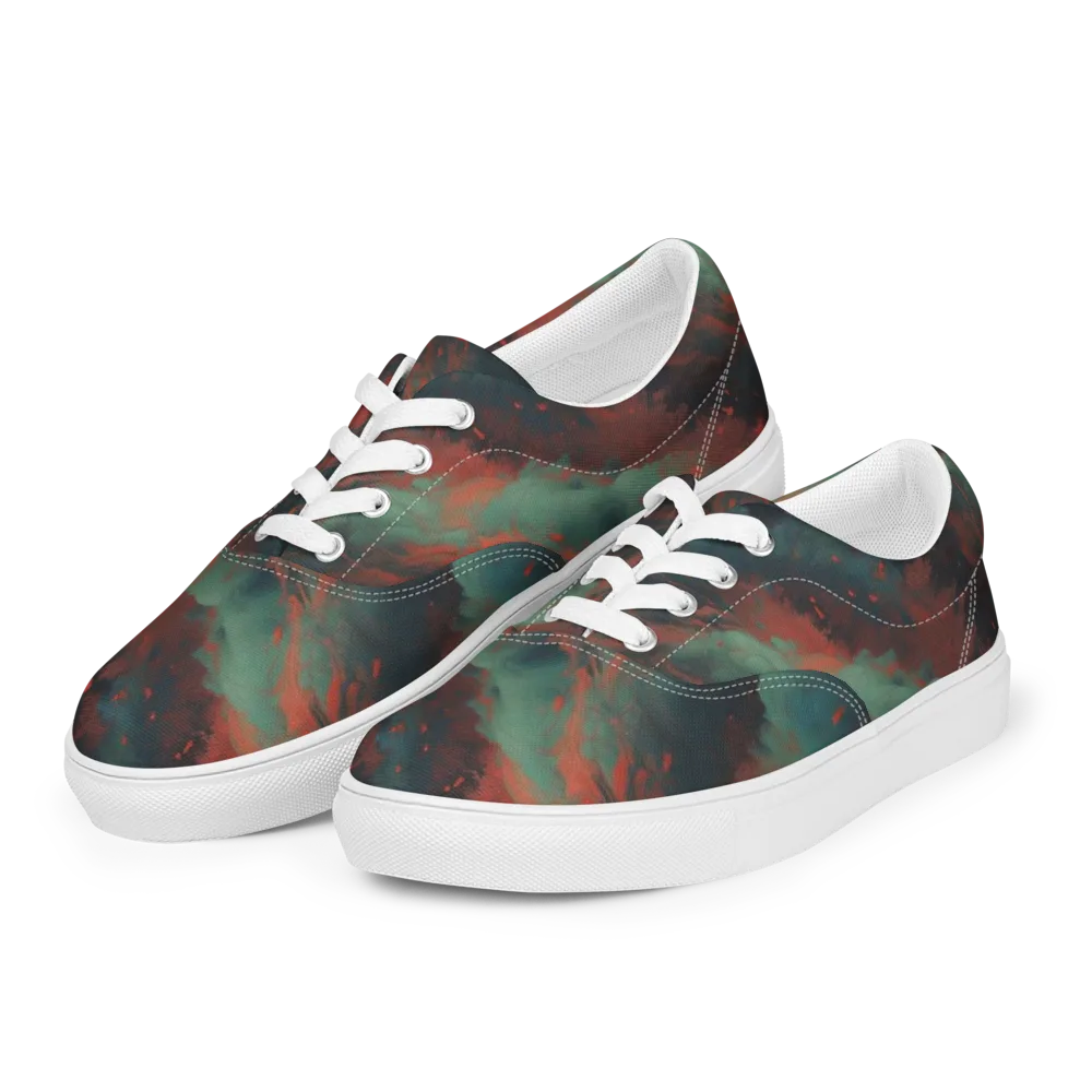 Verdigris Rush on Men's Lace-Up Canvas Shoes — Left Front