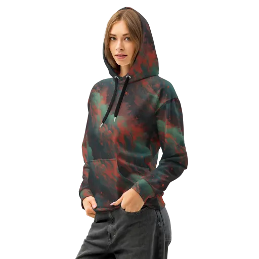 Verdigris Rush on a Cotton Hoodie