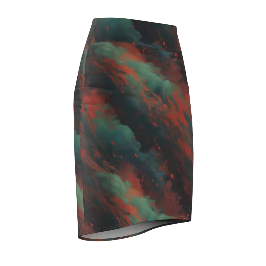 Verdigris Rush on Pencil Skirt — Front Side