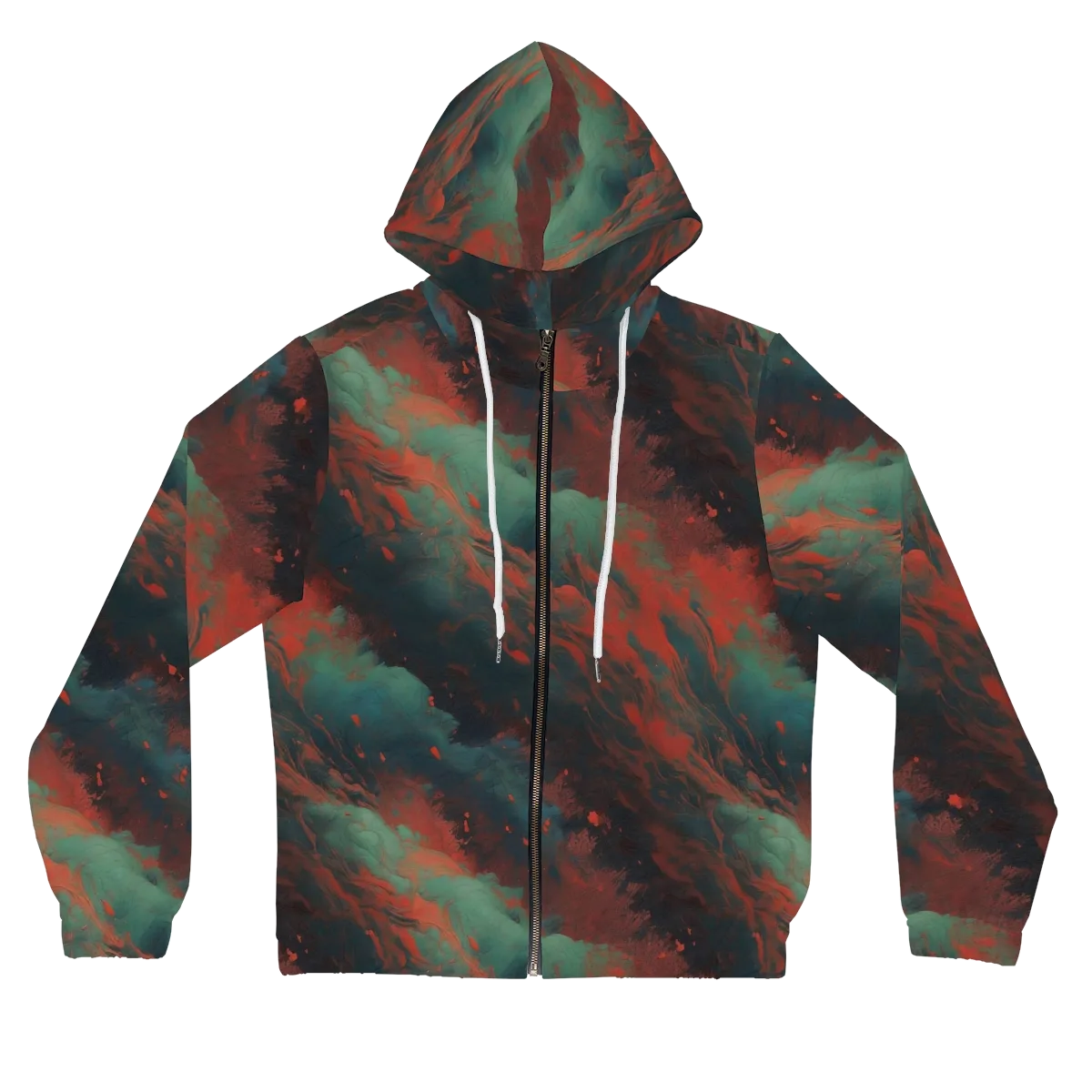 Verdigris Rush on Women's Full-Zip Hoodie — Front