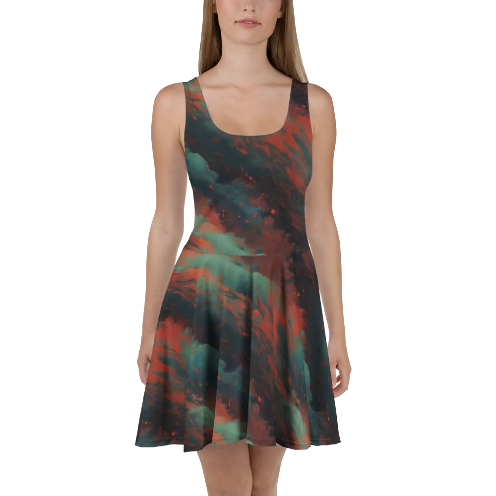Verdigris Rush on Skater Dress — Front