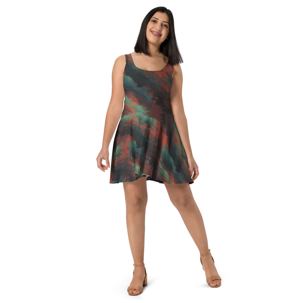 Verdigris Rush on Skater Dress — Front