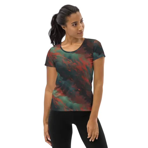 Verdigris Rush on a Women's Athletic T-Shirt