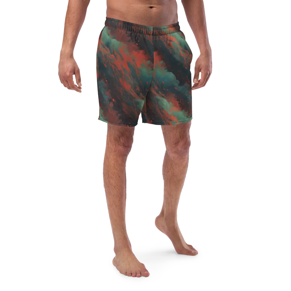 Verdigris Rush on Swim Trunks — Front