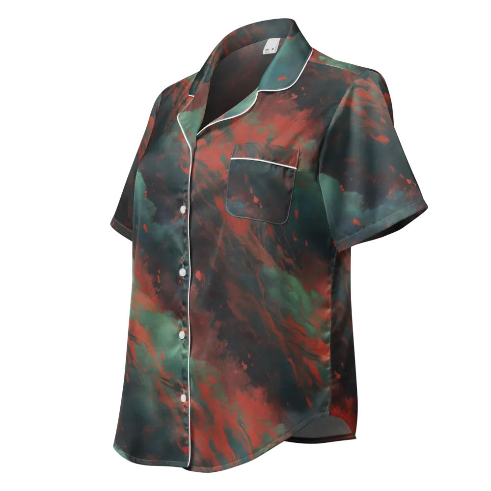 Verdigris Rush on Women's Short Sleeve Pajama Top — Left Front