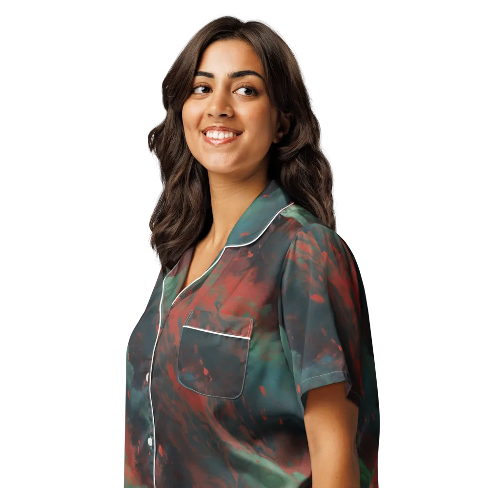 Verdigris Rush on Women's Short Sleeve Pajama Top — Left Front