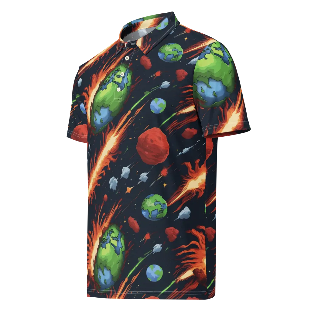 Earthbound Comet on Men's Slim Fit Polo Shirt — Left Front