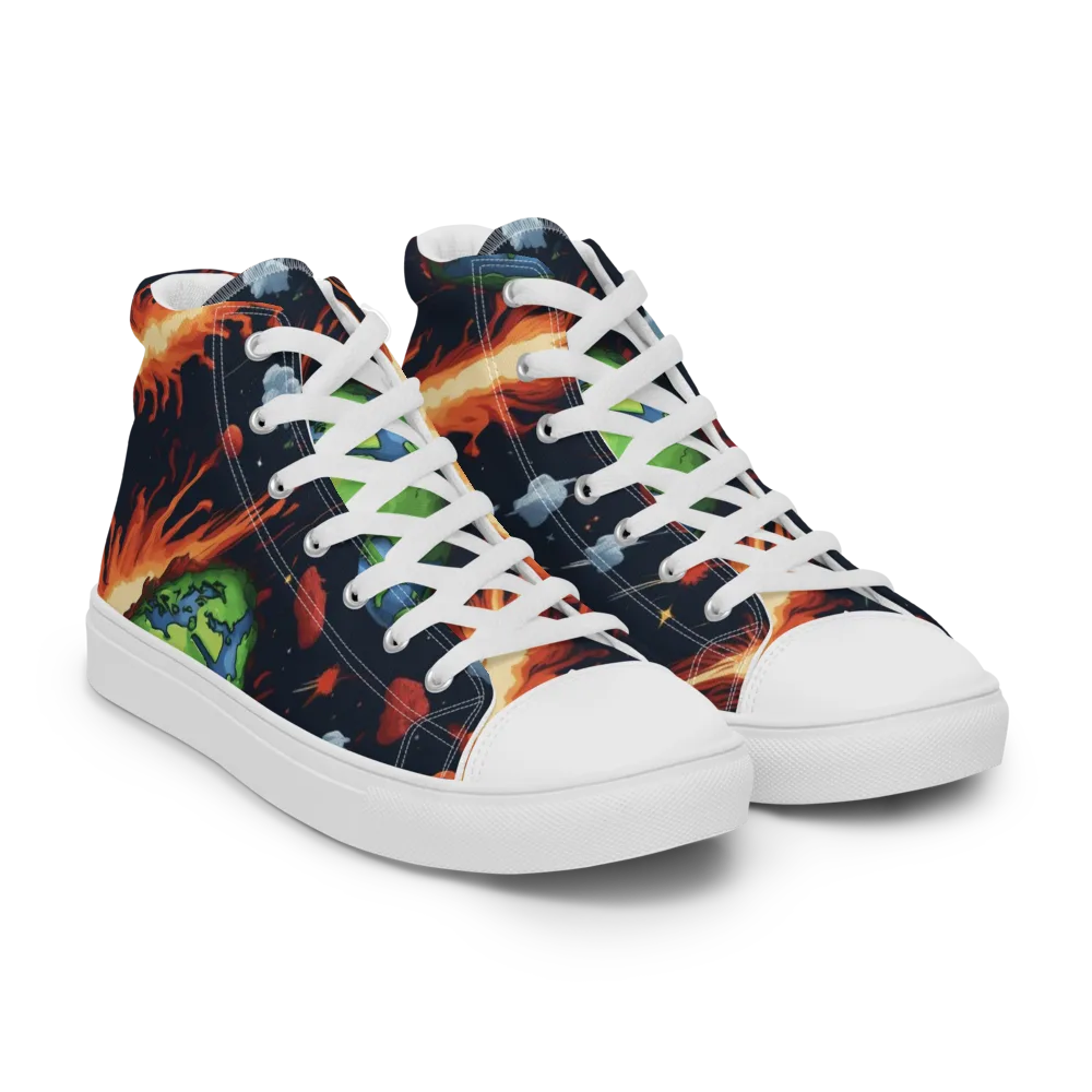 Earthbound Comet on Men's High Top Canvas Shoes — Right Front