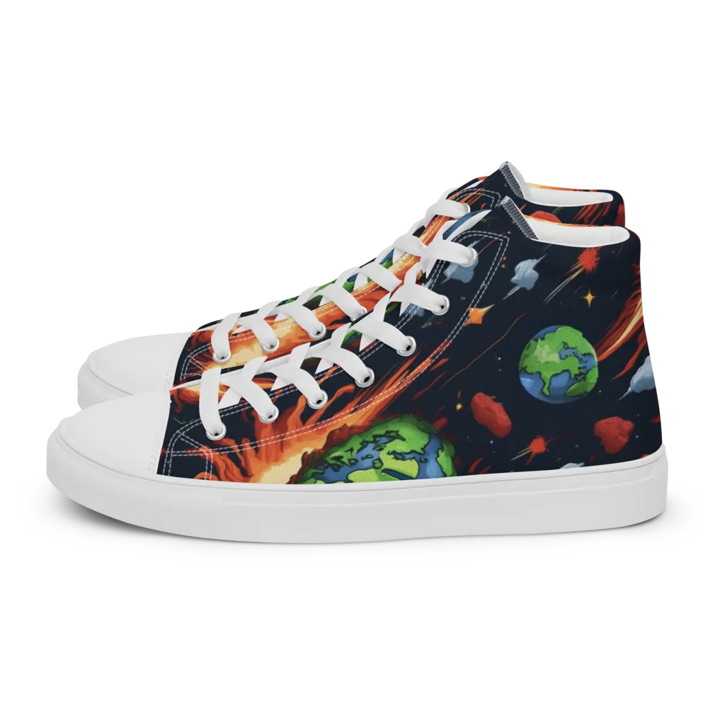 Earthbound Comet on Men's High Top Canvas Shoes — Left