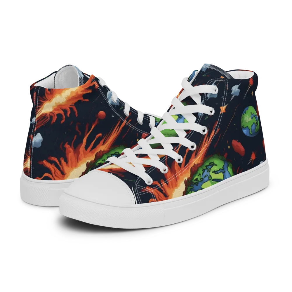 Earthbound Comet on Men's High Top Canvas Shoes — Left