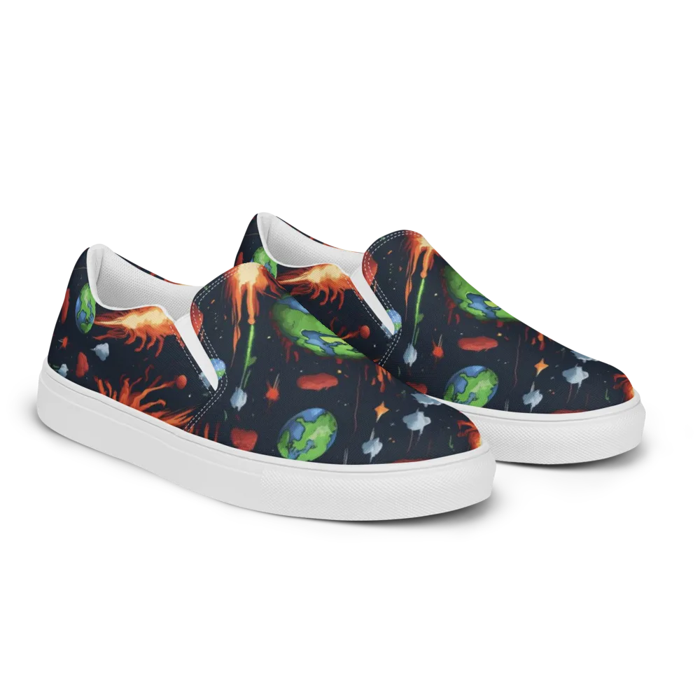Earthbound Comet on Men's Slip-On Canvas Shoes — Right Front