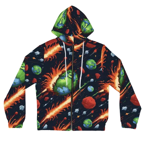 Earthbound Comet on a Women's Full-Zip Hoodie