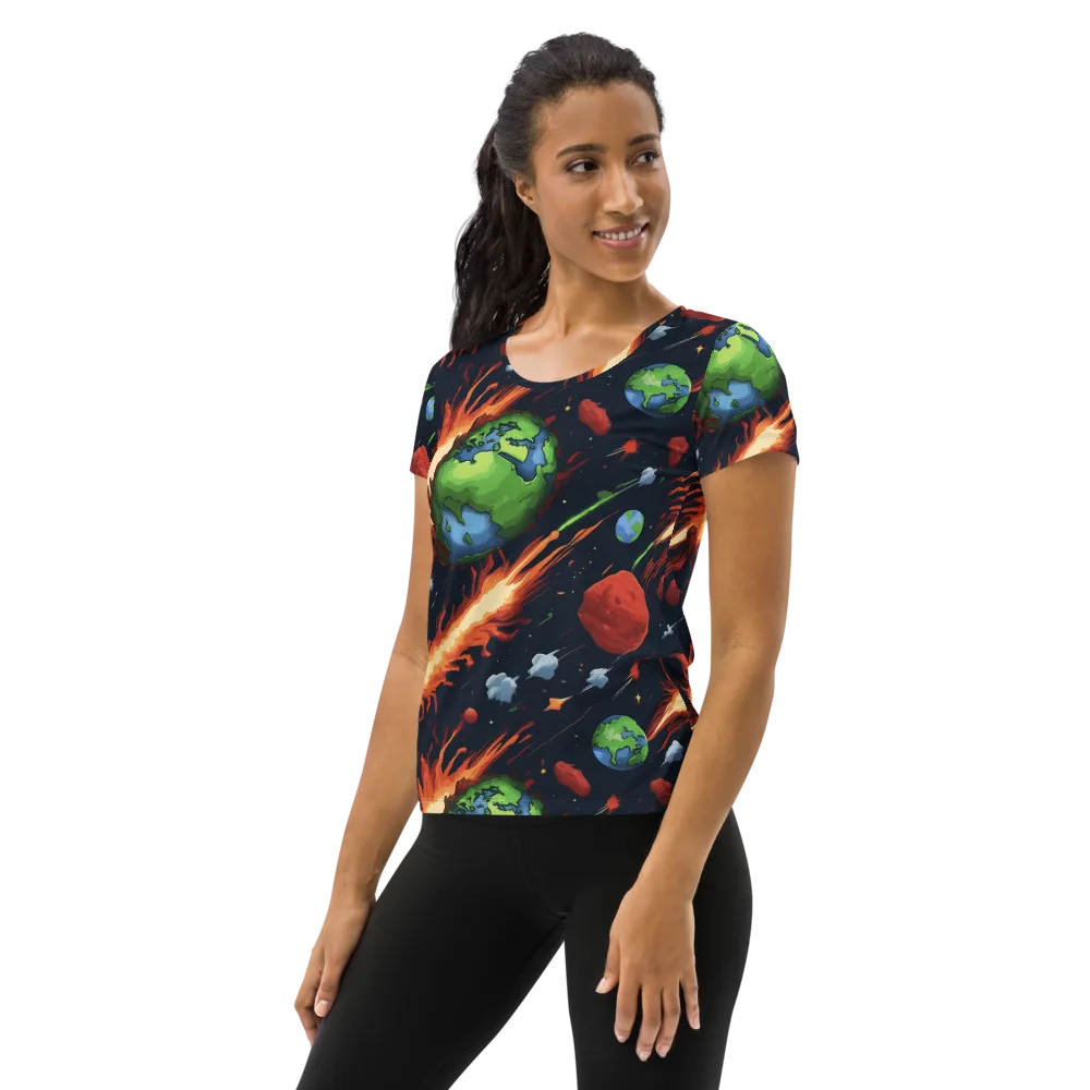 Earthbound Comet on Women's Athletic T-Shirt — Left