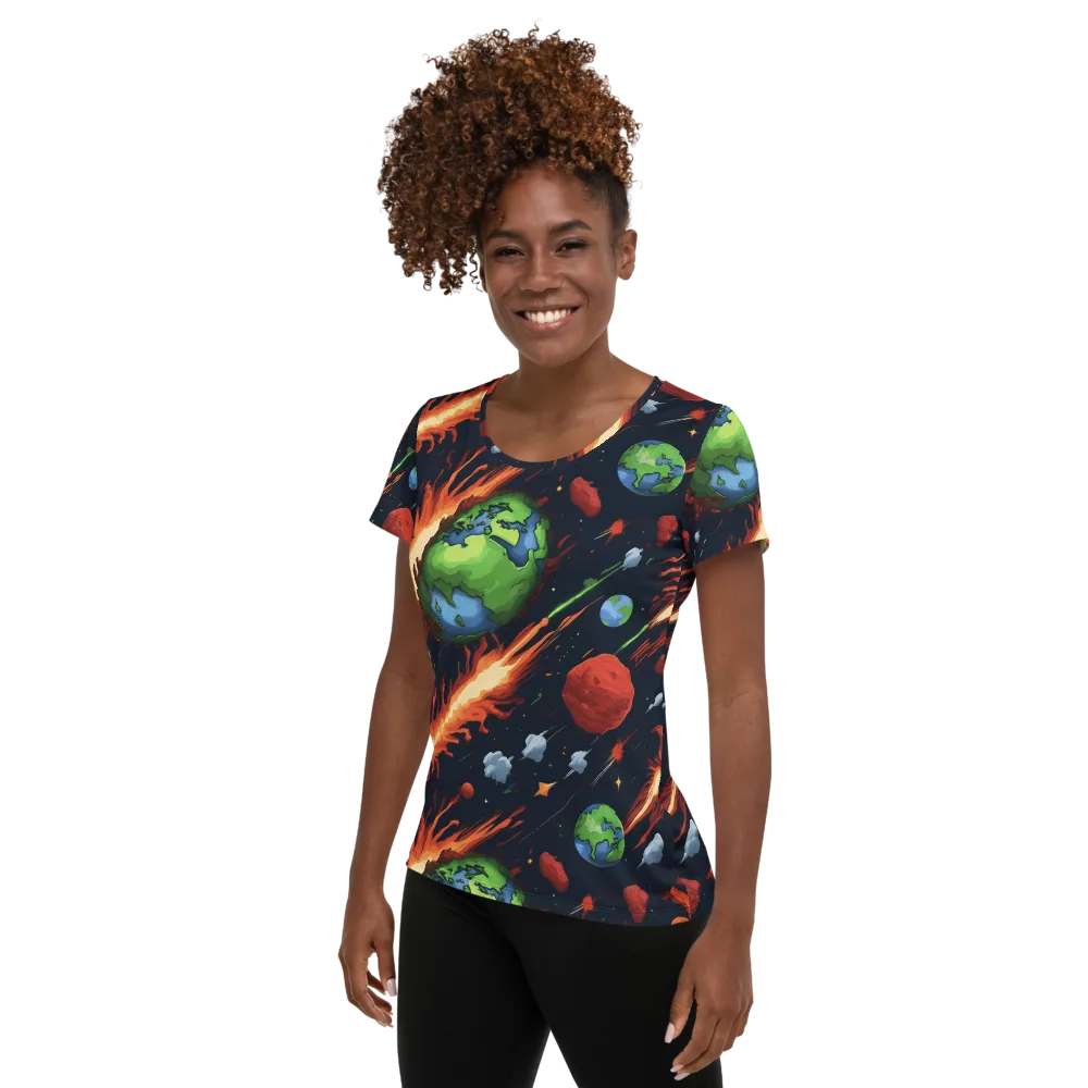 Earthbound Comet on Women's Athletic T-Shirt — Left