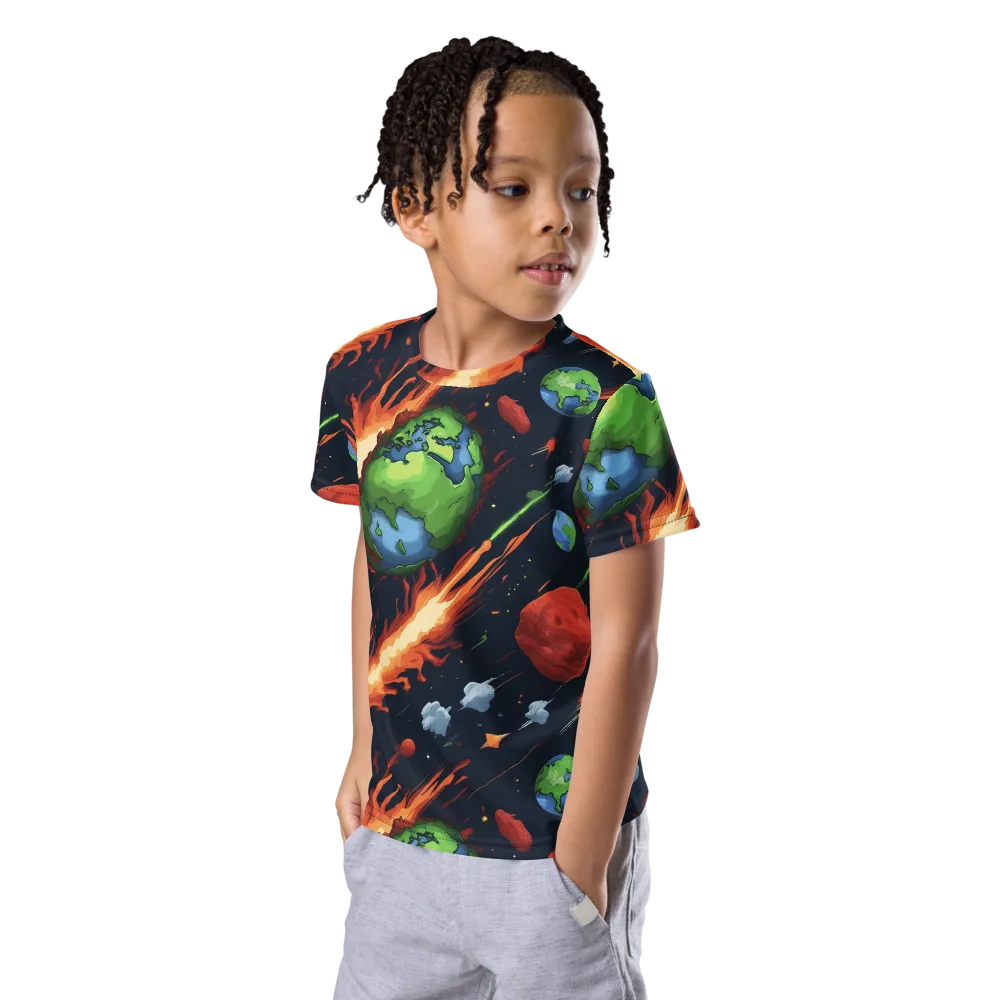 Earthbound Comet on Kids Crew Neck T-Shirt — Left Front