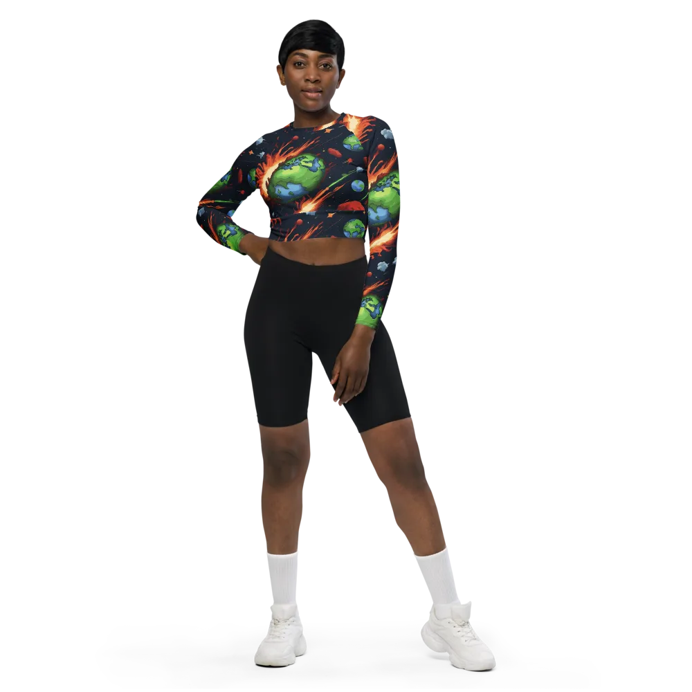 Earthbound Comet on Long Sleeve Crop Top — Front