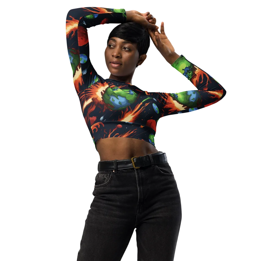 Earthbound Comet on Long Sleeve Crop Top — Front