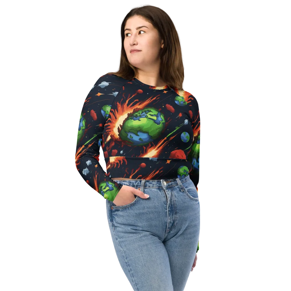Earthbound Comet on Long Sleeve Crop Top — Front