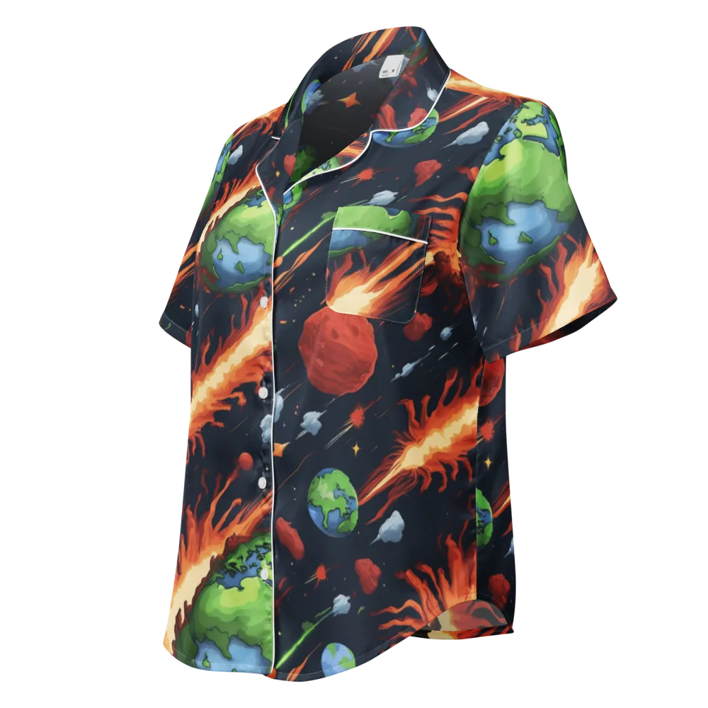 Earthbound Comet on Women's Short Sleeve Pajama Top — Left Front