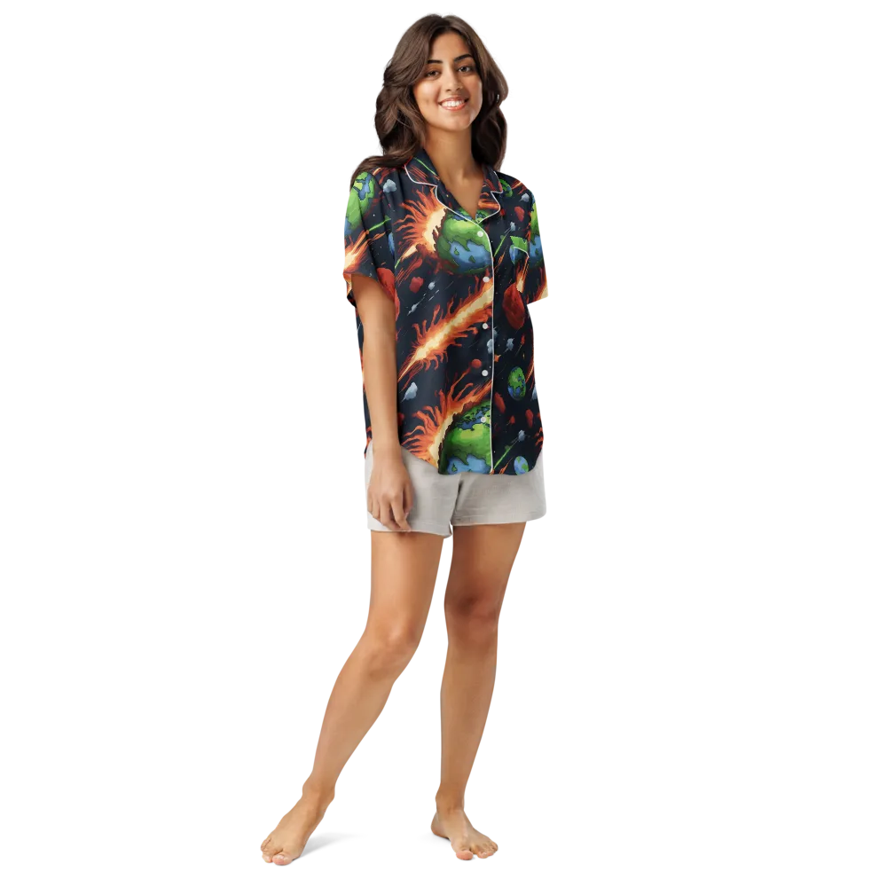 Earthbound Comet on Women's Short Sleeve Pajama Top — Front