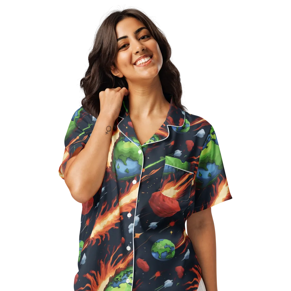 Earthbound Comet on Women's Short Sleeve Pajama Top — Front