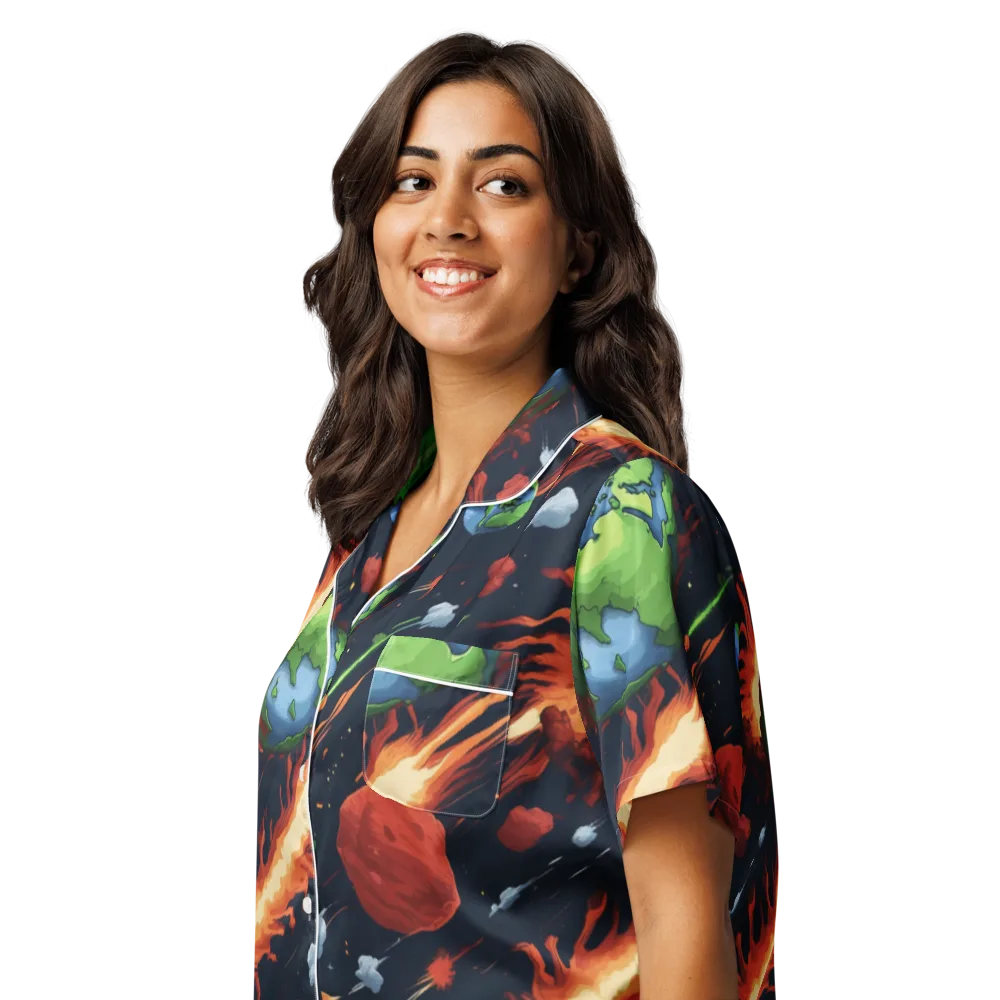 Earthbound Comet on Women's Short Sleeve Pajama Top — Left Front