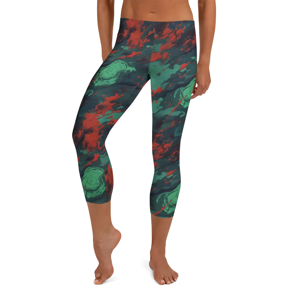 Emerald Tempest on Capri Leggings — Front