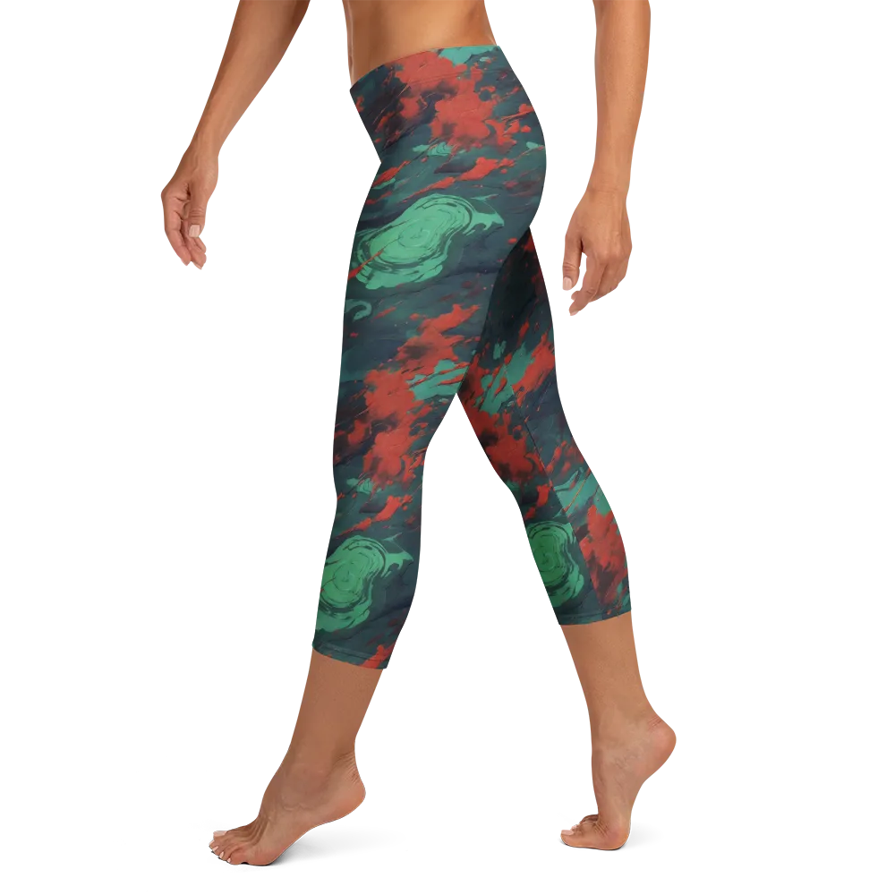 Emerald Tempest on Capri Leggings — Left
