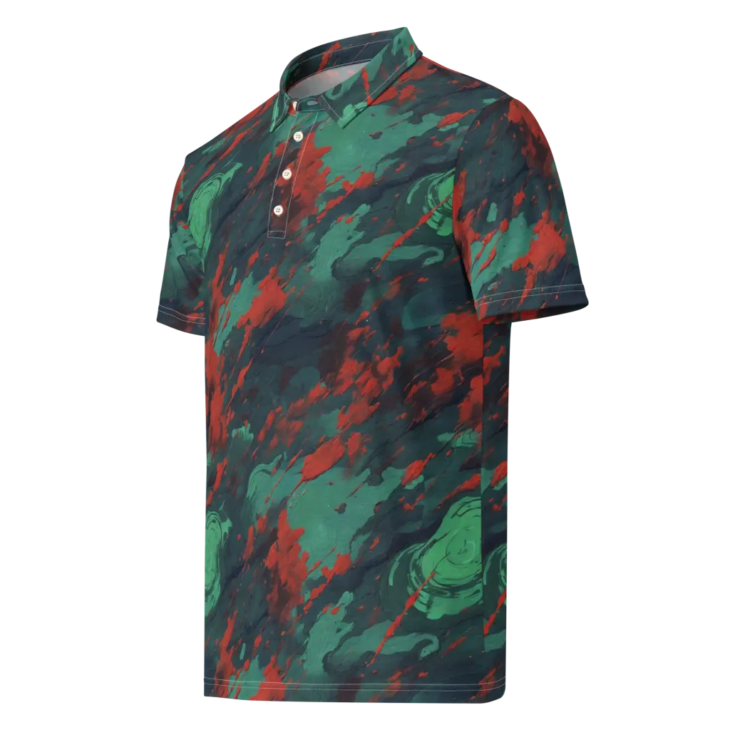 Emerald Tempest on Men's Slim Fit Polo Shirt — Left Front