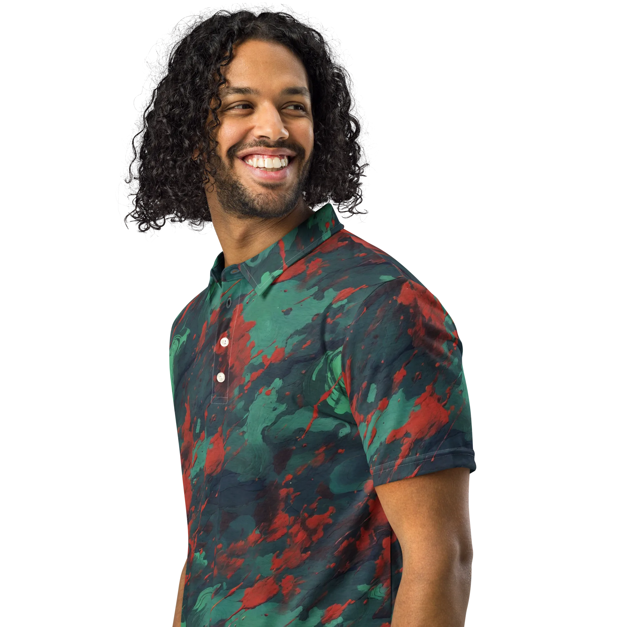 Emerald Tempest on Men's Slim Fit Polo Shirt — Left Front
