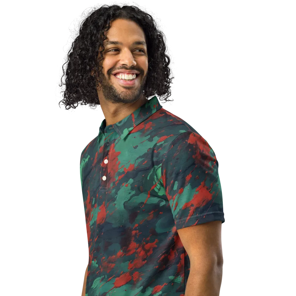 Emerald Tempest on Men's Slim Fit Polo Shirt — Left Front