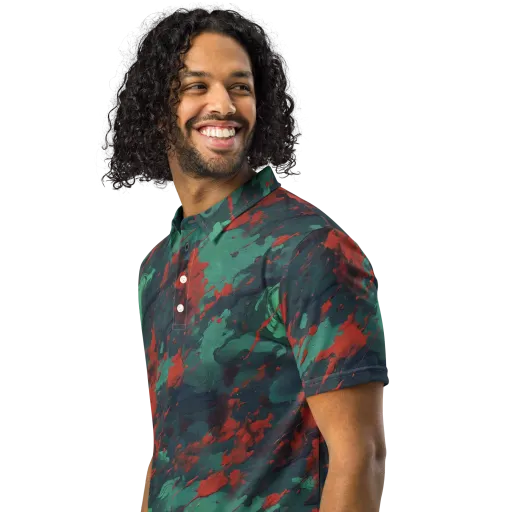 Emerald Tempest on a Men's Slim Fit Polo Shirt