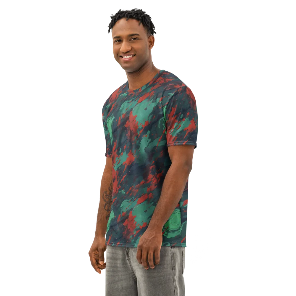 Emerald Tempest on Men's Cotton Crew Neck T-Shirt — Left Front