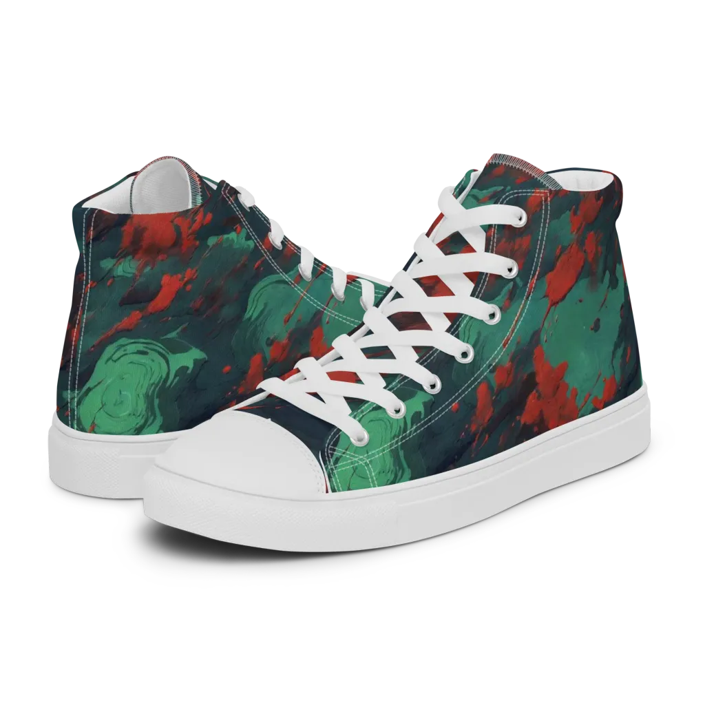 Emerald Tempest on Men's High Top Canvas Shoes — Left